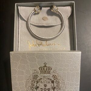 John Medeiros Black Onyx and Pave’ Crystal Cuff Bracelet 
S